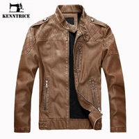 kenntrice 2022 autumn fashion biker faux leather jackets for men winter fleece warm slim fit pu motorcycle jacket casual coat