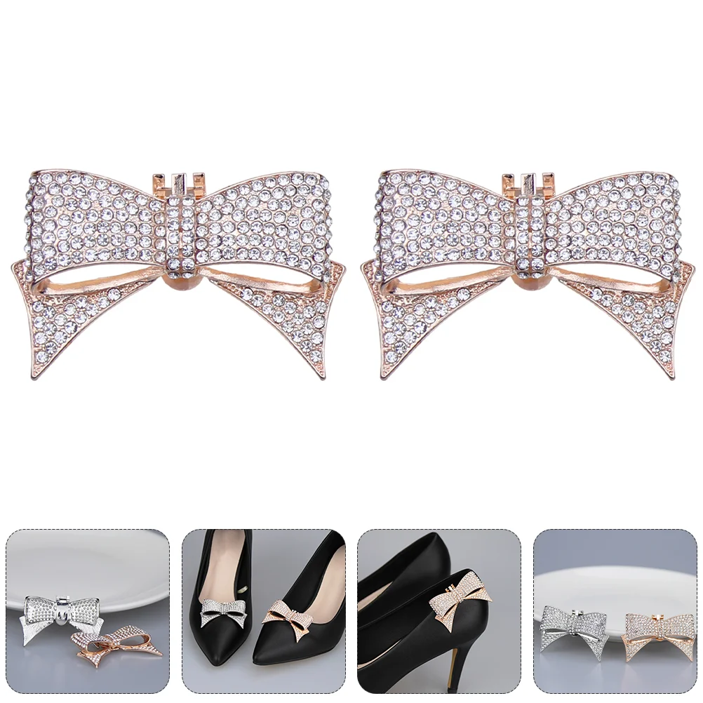

Rhinestone High Heel Bows Show Wedding Shoe Buckles Decor Bowknot Clips Décor Bride Button Charms