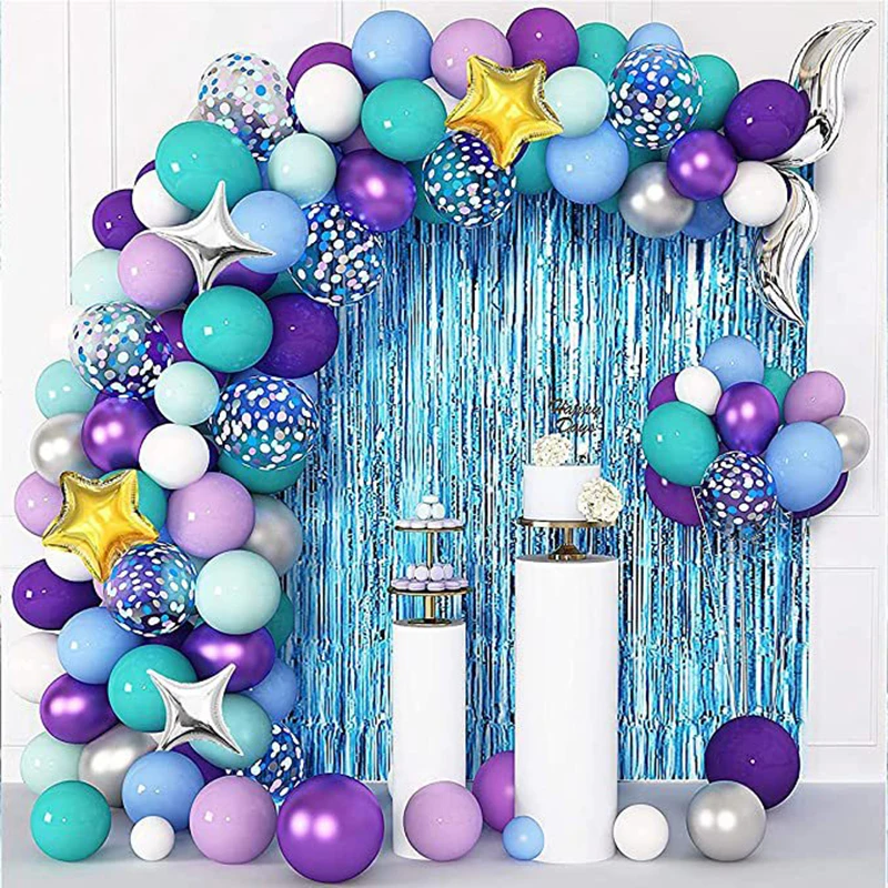 

Purple Mermaid Balloons Set Birthday Party Wedding Backdrop Decor Supplies Festival Celebrate Atmosphere Layout Balloons Garland