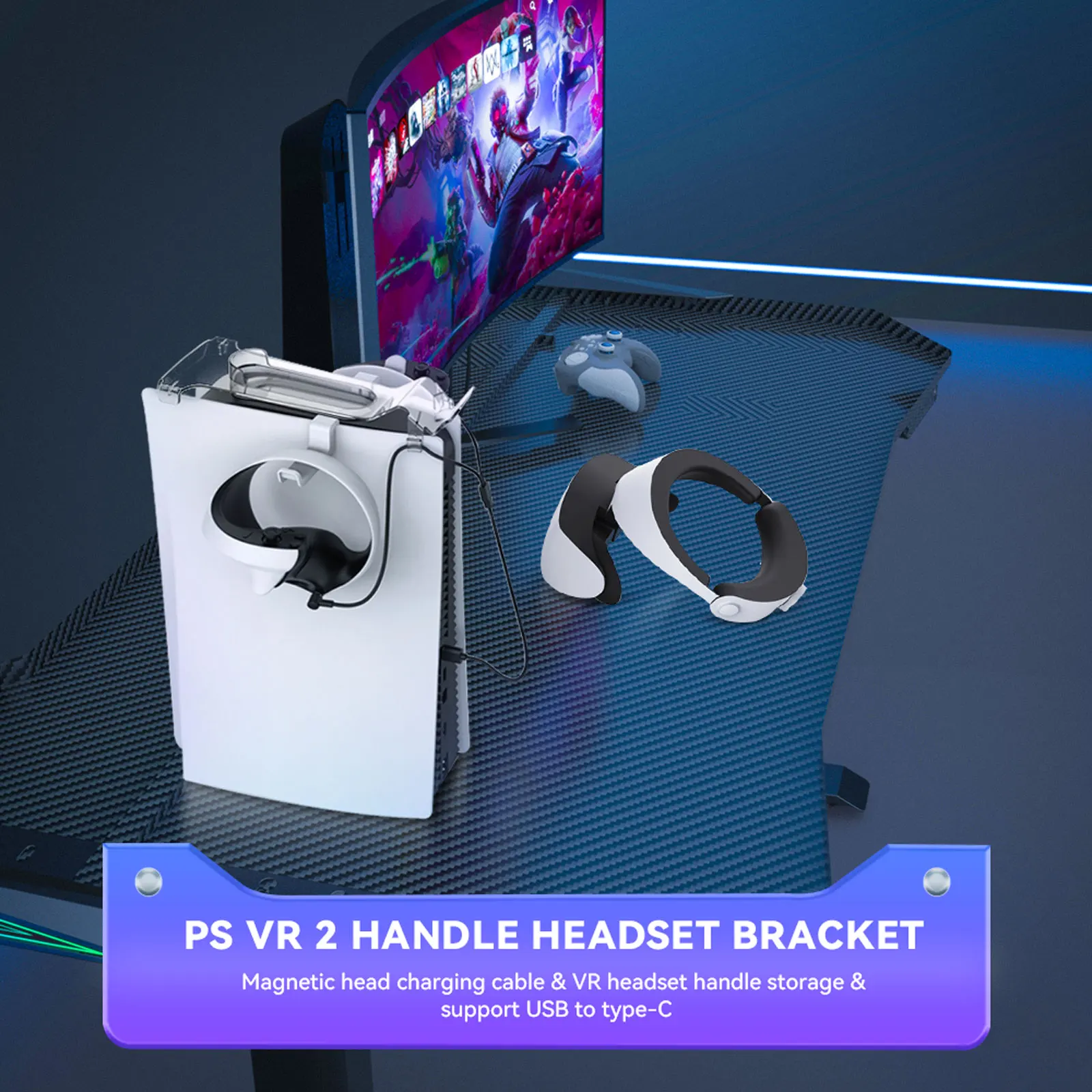 

Host Overhead Bracket For PS VR2 Magnetic Suction Charging Cable Glasses Holder Handle hanger For PS 5/PS VR2 Accessories