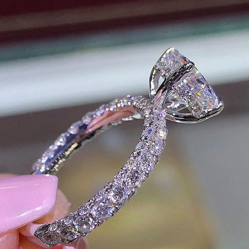 

Fashion Sparkling Round Zircon Princess Rings Women Wedding Engagement Rings Jewelry Accessories Anniversary Gifts Women Rings