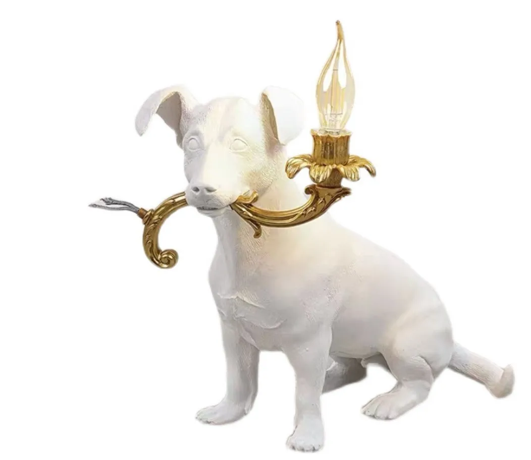 

Italy Modern Resin Puppy Table Lamps Home Decor RIO Dog Animal Desk Lamp Living Room Bedroom Birthday Standing Light Fixtures