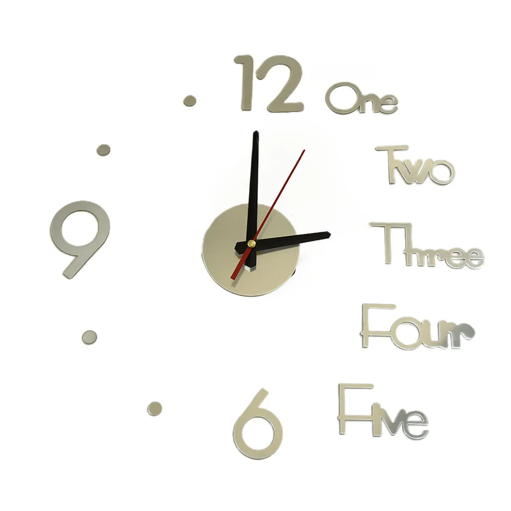 

1 Set Mirror Wall Clock 3D Acrylic Mirror Wall Clock DIY Mirror Clock Home Decoration Creative Clock Brand New And High Quality