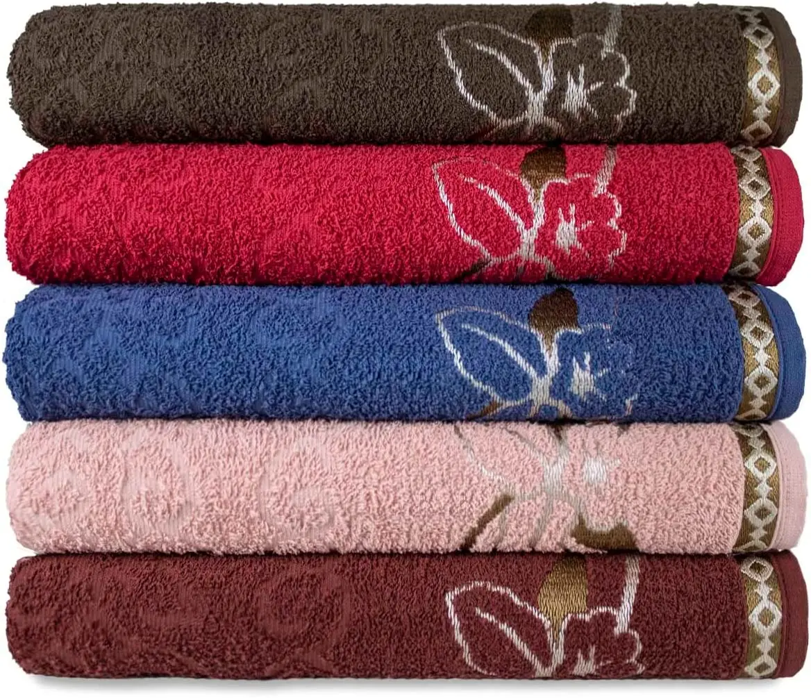 

Kit 5 Premium Jacquard Face Towels 48x78cm 100% Cotton (Various) Microfiber Towels Bathroom Hotel Bath Towels For Thicken Soft C