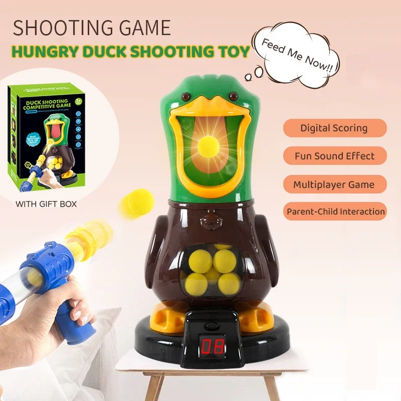 

Hungry Shooting Duck Toys Air-powered Gun Soft Bullet Ball With Light Electronic Scoring Battle Games Funny Gun Toy for Kids