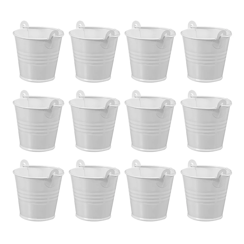 

12Pcs Metal Bucket Iron Bucket With Handle Photo Prop Simple Iron Bucket for Garden Home Adorn Decor