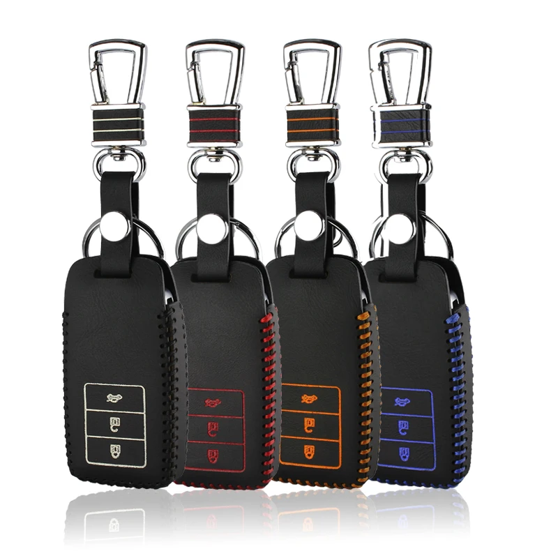 

luckeasy leather car key cover 3 button for honda acura TLX ilx 2015 RLX hybrid nsx 2016 2017 2018 key holder key2s