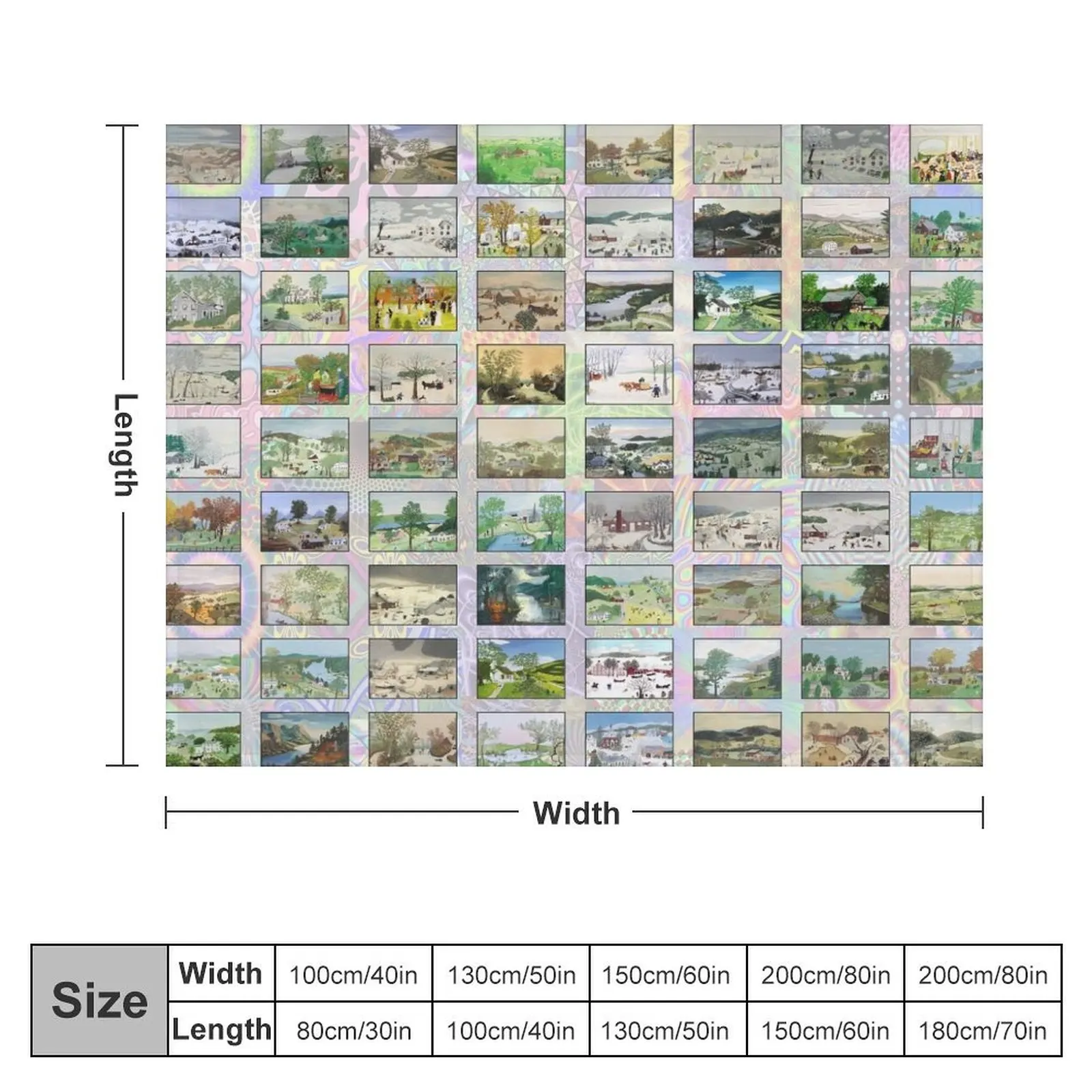 Одеяло декоративное в шотландскую клетку с принтом бабушки Моисея
