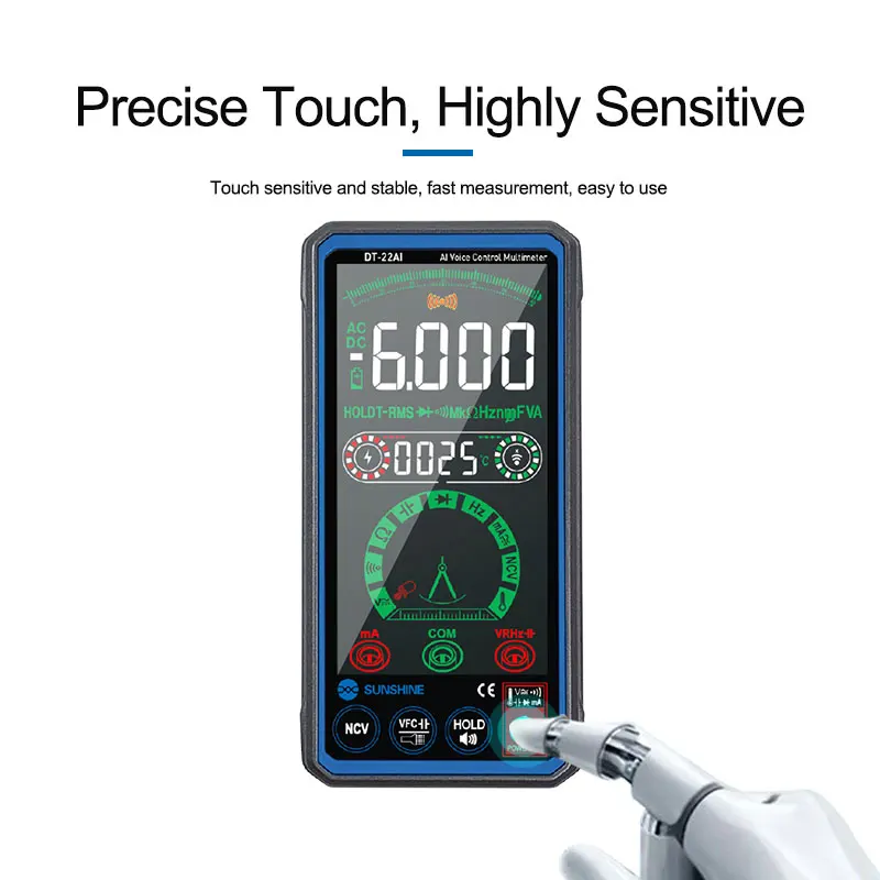 

SUNSHINE DT-22AI Intelligent Voice Control Multimeter Digital Display Tip Test Pen/Auto Recognition Tester for Phone Repair