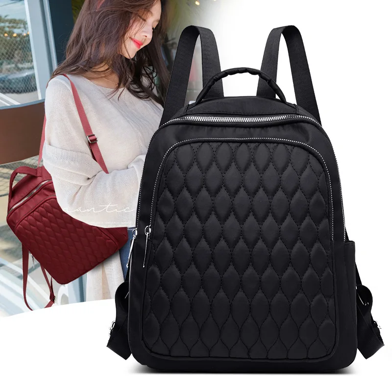 

Oxford Cloth Backpack Women 2020 New Korean Fashion All-match Rhombus Embroidery Schoolbag Travel Backpacks Women's Bag Mochilas