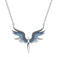 wholesale lots 4 pcs jewel crystal angel wing necklace clavicle charm pendant stainless steel chain necklaces women accessories