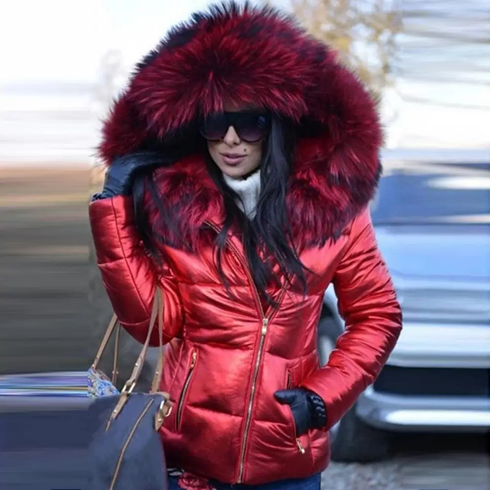 Zipper Women Coat Winter Jacket Warm Parka Plus Size Coats 2020 Down Clothes Faux Fur Hood Pocket Parkas Jackets Woman Outdoor O