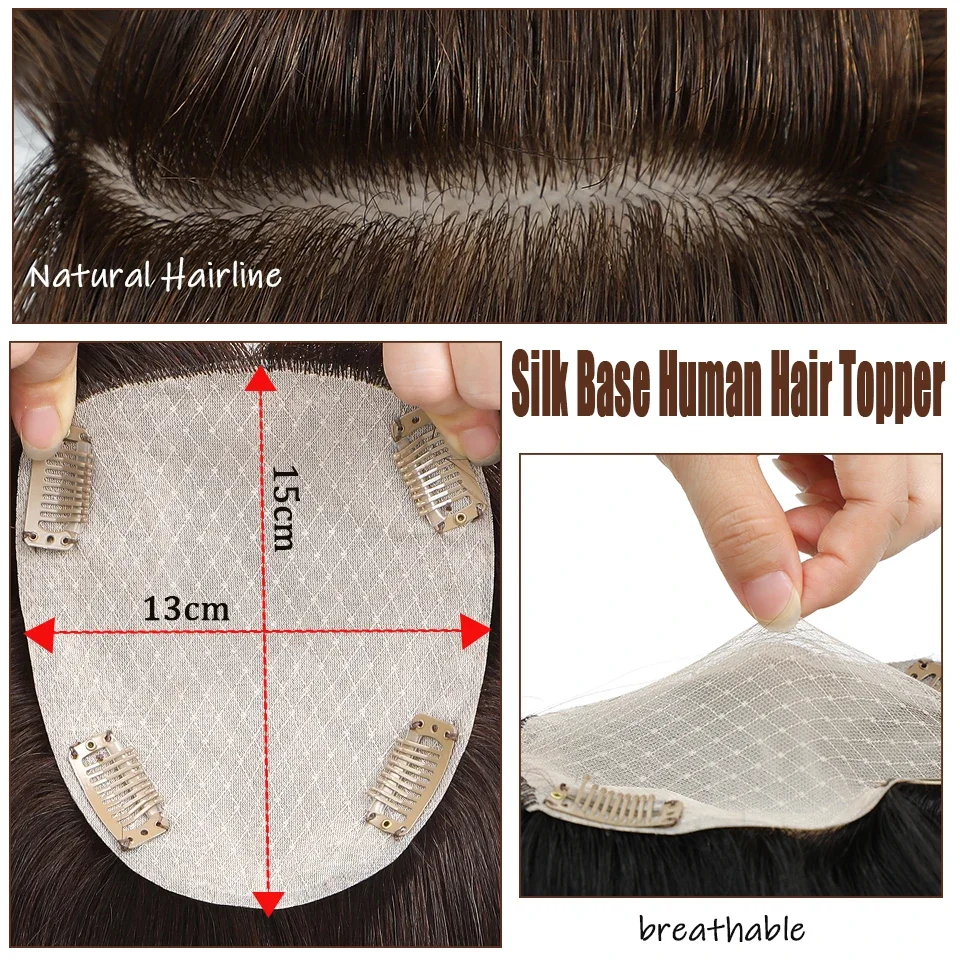 Dazzeal Silk Skin Base Человеческие волосы Топпер с 4 зажимами на вершине девственные