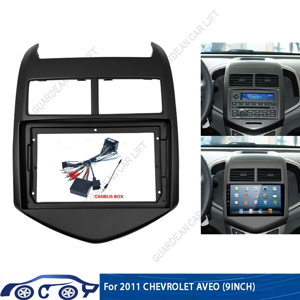 

9" Car DVD Frame Audio Dashboard Trim Kit Panel Radio Large Screen Car Multimedia Player 2di For Chevrolet AVEO SONIC 2011 12 13