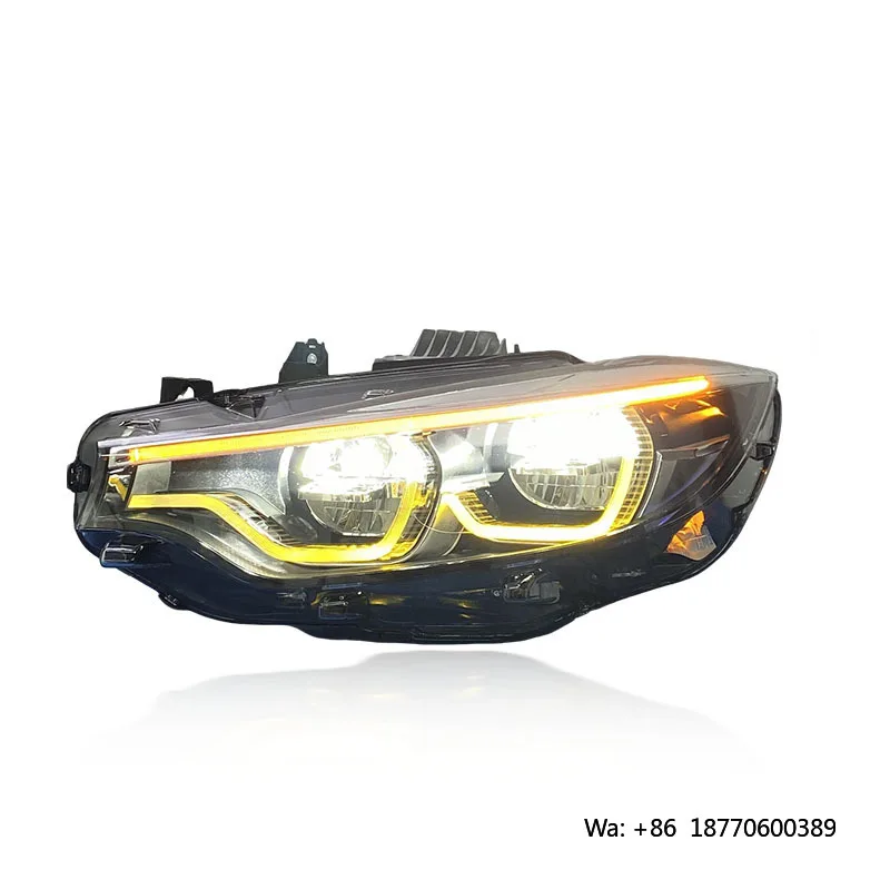 Фото Фара в сборе SJC для BMW 4 серии F32 F36 F82 M3 F80, 2013-2020, новый дизайн V2, желто-белый LED свет №5