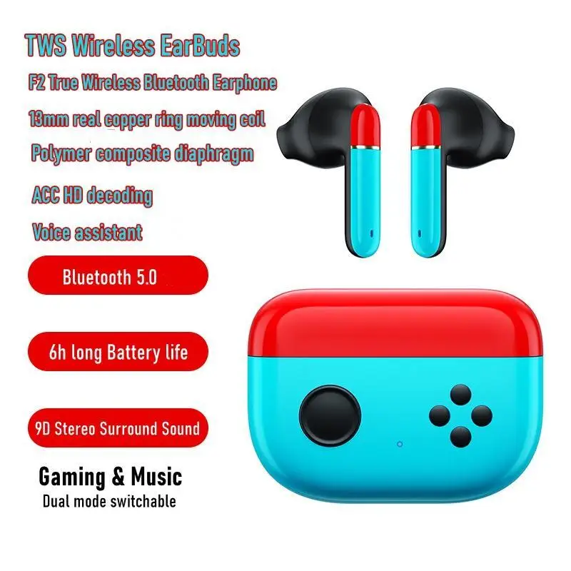 

F2 Bluetooth-compatible 5.0 Headphones Low Latency Noise Cancelling Sports In-ear Earbuds Gaming Wireless Tws Headset