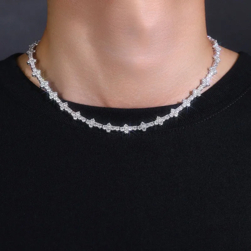 Ожерелье-цепочка Moissantie из серебра 925 пробы 3 мм 18-24 дюйма для женщин и мужчин