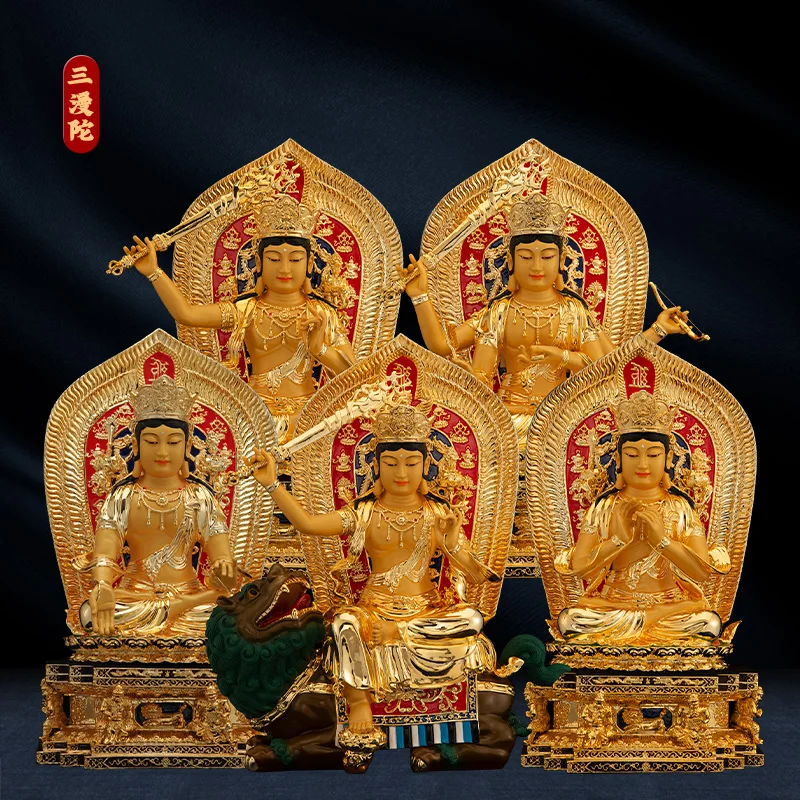 

Pure copper and gold 40 cm Manjushri's home enshrined Buddha hall decorations