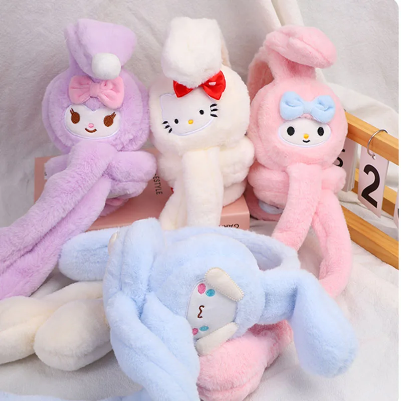 

Kawaii Sanrio детские наушники Cinnamoroll Hello Kittys Kuromi моя мелодия похвалы милые аниме теплые наушники креативный подарок для девочек