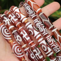 free shipping 10x30mm red dzi beads tibet olivary agat stone oval diy pendant loose beads 6pcs