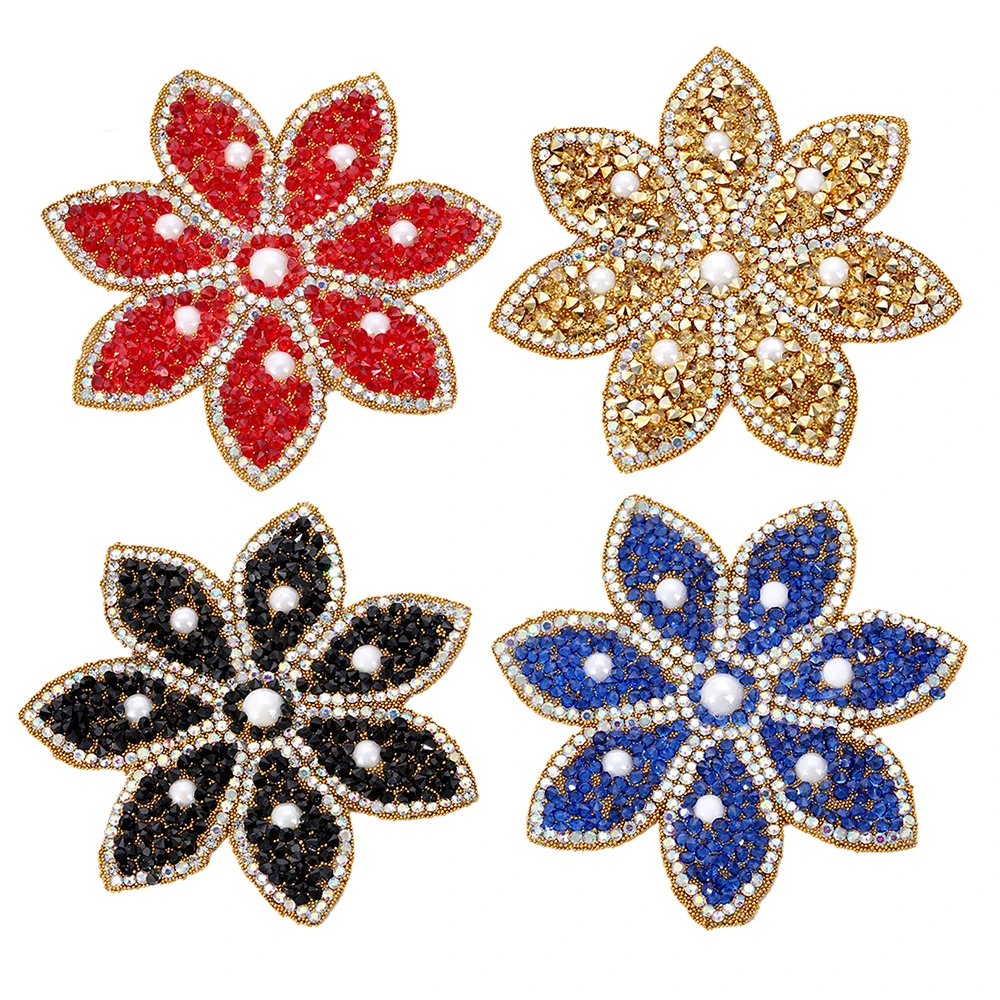 

Resin Flower Rhinestone Sequin Patches for Clothing Bag Handmade Beaded Colorful Crystal Flower Cloth Sticker DIY Patch Applique