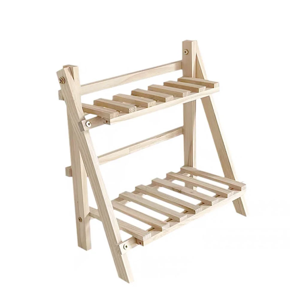 

1PC Two-layer Wooden Storage Holder Wooden Desktop Storage Rack for Dorm Study Home Store