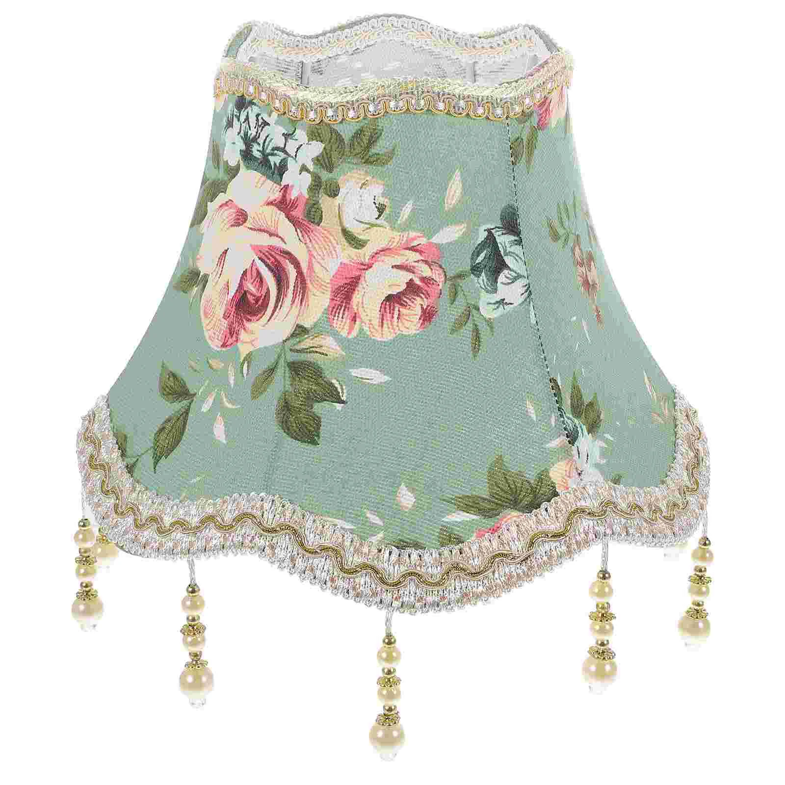 

Cloth Lampshades Drum Ceiling Light Cover Dome Replacement Vintage Flower Chandelier Covers Decorative Tassel