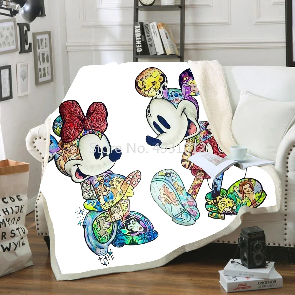 

2023 Disney Blankets Minnie Mickey Mouse Baby Dumbo Winnie Pooh Simba Lion King Throw for Bed Sofa Kids Gift 150x200cm