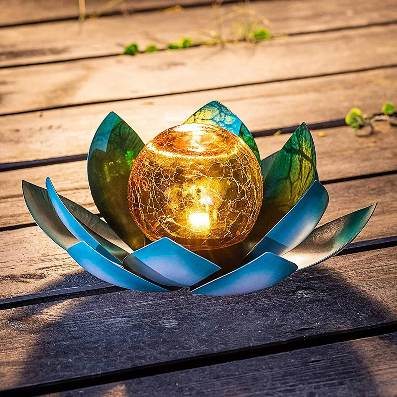 

LED Solar Lotus Lamp Solar Light Metal Landscape Light for Patio Walkway Party Yard Ornaments