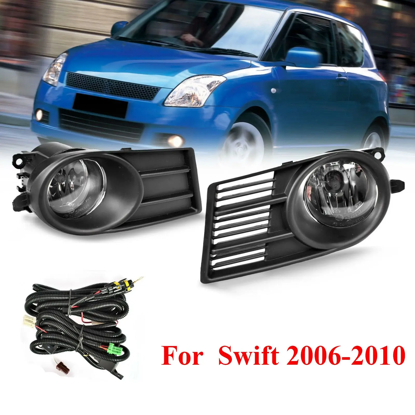 

Противотуманные фары на передний бампер, противотуманная фара, крышка с лампой H11, переключатель, Проволочная рамка для Suzuki Swift 2006 2007 2008 2009