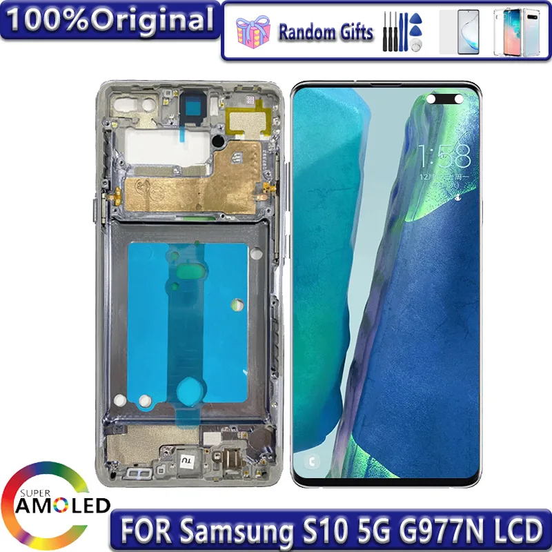 100% Оригинальный 6,7 'Super AMOLED дисплей для Samsung Galaxy S10 5G G977 G977F G977U ЖК-дисплей + сенсорный экран дигитайзер сменная панель