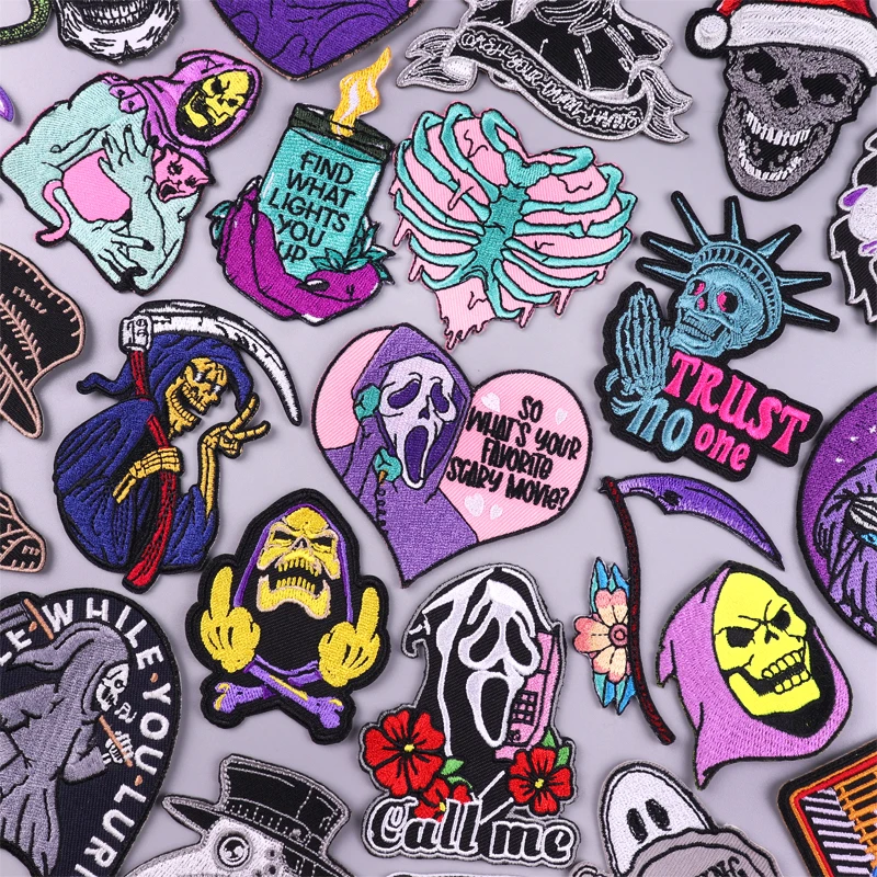 

Punk Ghost Embroidery Patch Love Heart Skull Patch Iron On Patches For Clothing Thermoadhesive Patches On Clothes Skull Stickers