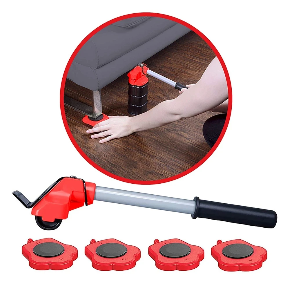 

Furniture Moving Transport Roller Set Removal Lifting Moving Tool Set Wheel Bar Mover moving Heavy Stuffs Device Hand Tool