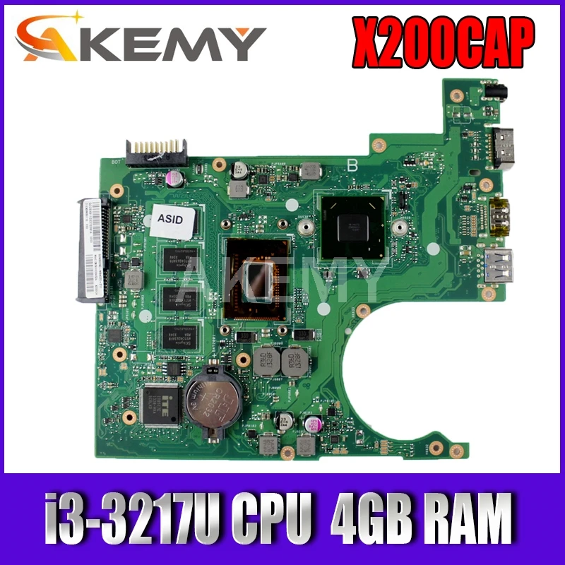 

X200CA Motherboard i3-3217CPU 4GB RAM For ASUS X200C X200CA X200CAP Laptop Motherboard X200CA Mainboard REV 2.0 Test OK