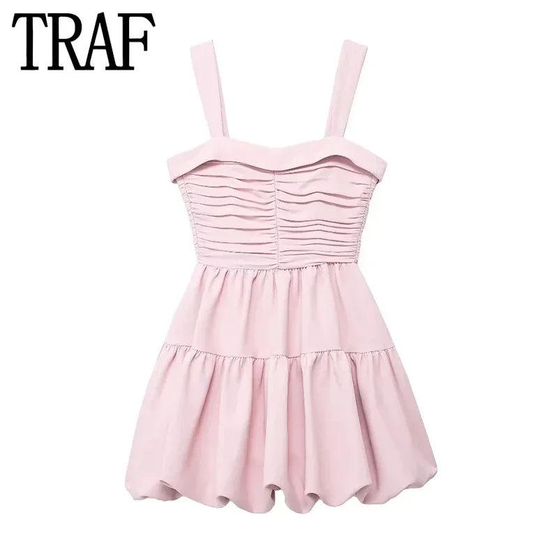 Платье-мини с рюшами и открытой спиной без рукавов