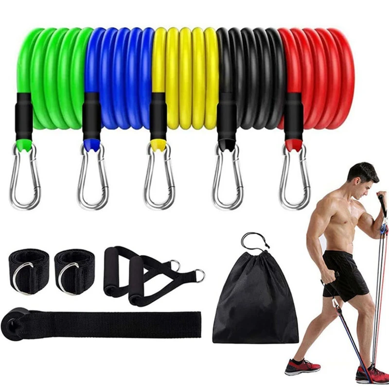 

11pcs Latex Resistance Bands Set 100LB Elastic Workout Bands Sport Pull Rope Muscle Training Gym Equipment for Home Bodybuilding