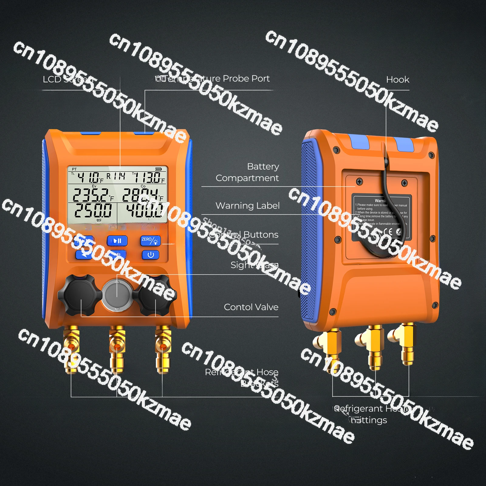 Цифровой манометр Elitech LMG-10 HVAC инструменты переменного тока двухходовой клапан с