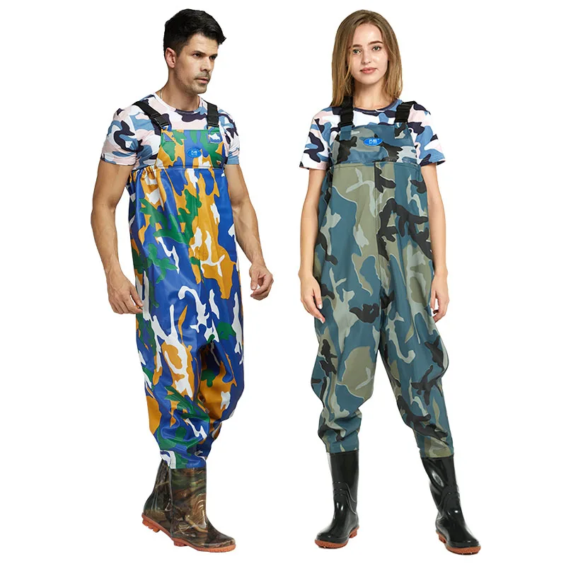 

Waist Fishing Waders with Chest Wading Pants Boots Suit Anti-microbial Trousers Pants Camo Nylon Pants & PVC Boots