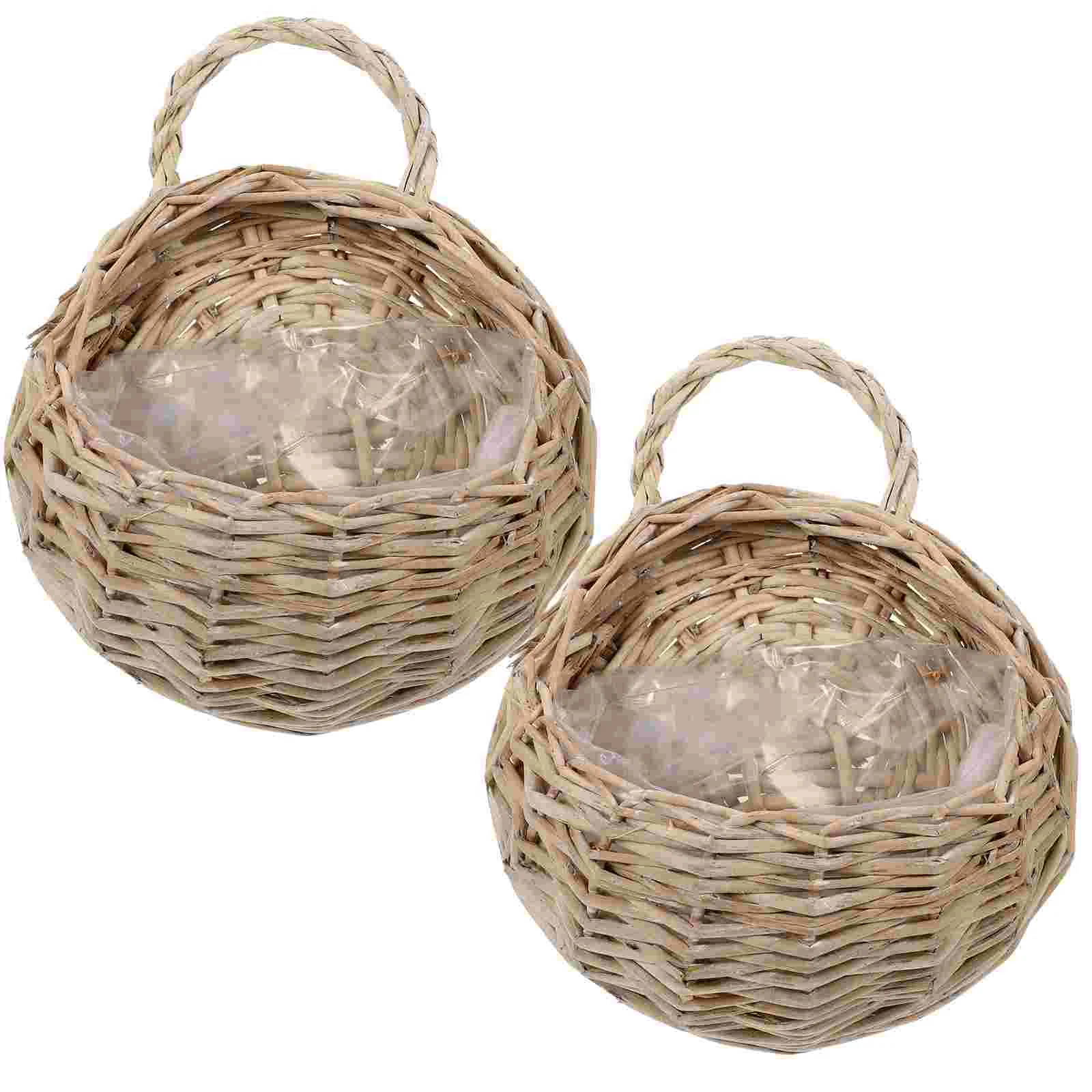

2 pcs Woven Wall Hanging Basket Woven Wall Basket Hanging Woven Storage Basket Hanging Storage Basket Wall Flower Basket