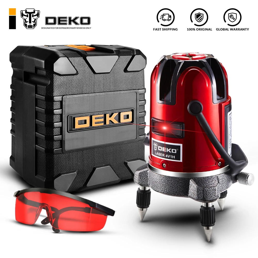 

Лазерный уровень DEKO LL5, горизонтальный и вертикальный, самонивелирующийся 5-линейный 6-точечный, с регулировкой на 360 градусов, типовая видим...