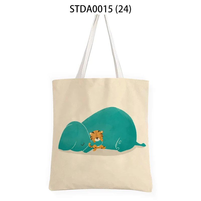 Холщовая Сумка для покупок в виде милых животных слона подарок модных женщин