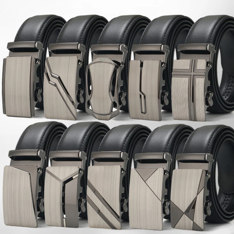 New Men's Cowhide Belt Automatic Buckle Belt and Young Business Fashion Leisure Middle Aged Belt  Designer Belt Men