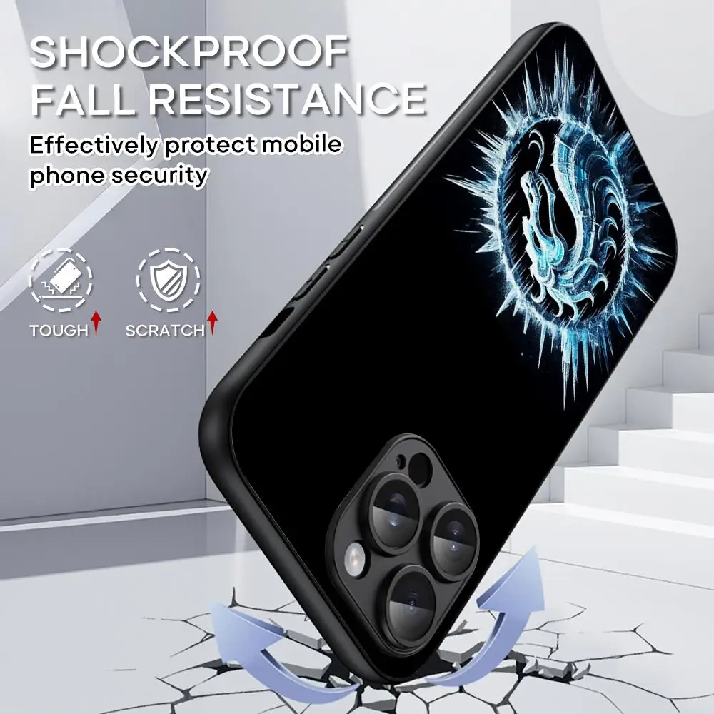Чехол для iPhone 16 15 14 13 12 11 Plus Pro Max Limited Edition с дизайном логотипа Mortal Kombat, черный, жесткий, из овечьей кожи (art.: 3920dbd6fe5c2) - 3920dbd6fe5c2