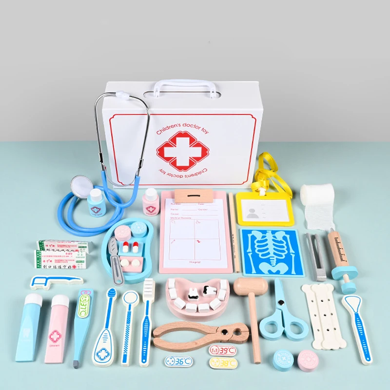 42PCS Doctor Educational Toys Stethoscope Wooden Doctor's Set Children's Toy For Girls Toys Nurse Interest Development Gift Kits