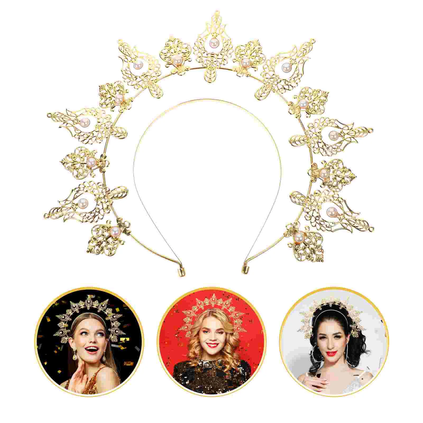 

Gold Headpiece for Women Our Lady's Headband Wedding Hair Accessories Costume