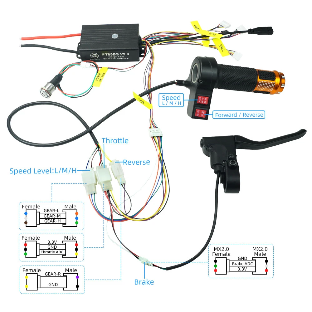 Фото Контроллер скорости FLIPSKY FT85BS V2.0 ESC с алюминиевым корпусом (НЕ VESC) для электроскейтбордов/самокатов/электровелосипедов/мотоциклов/робототехники №3