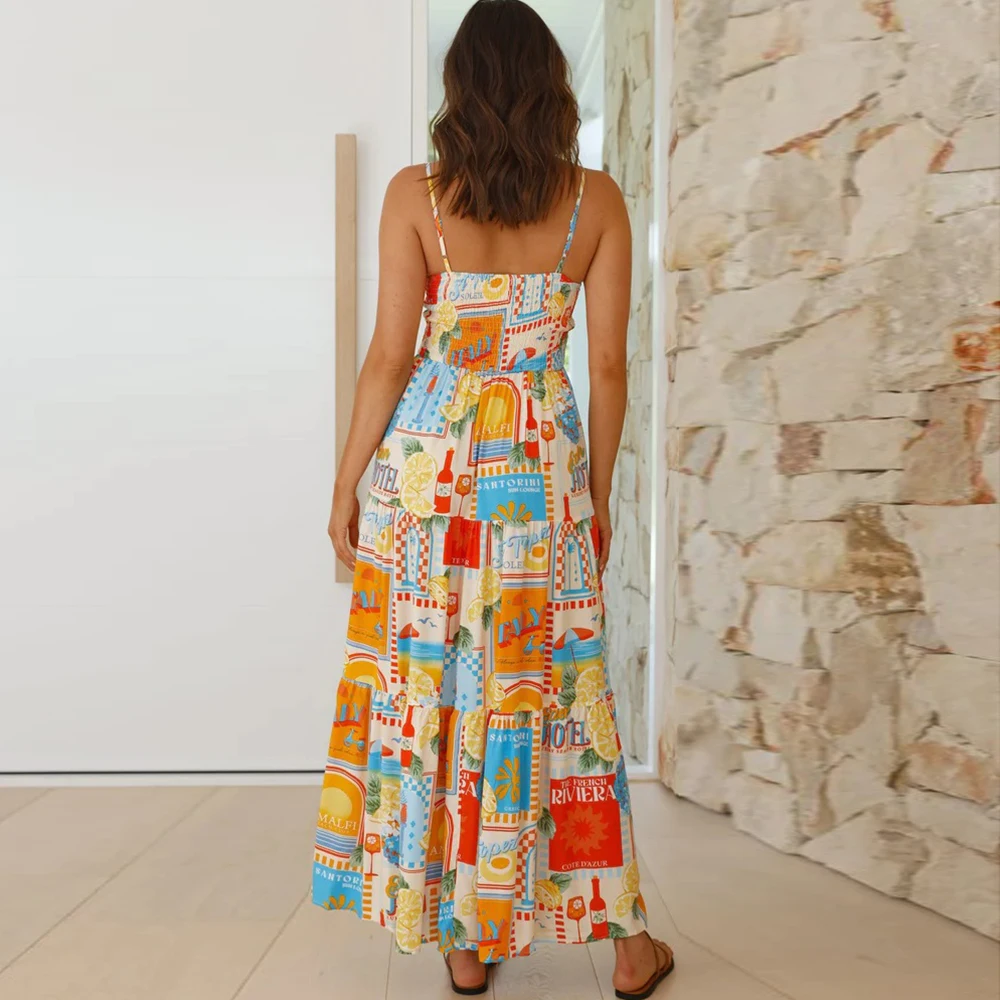 Женское элегантное платье с цветочным принтом на бретельках без рукавов