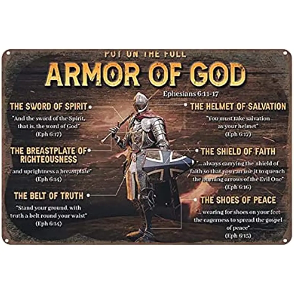 

New Metal Tin Sign Vintage Armor God Ephesians Bible Verses Christian Cafes for Home, Living Room, Garden Bedroom Office Hotel,