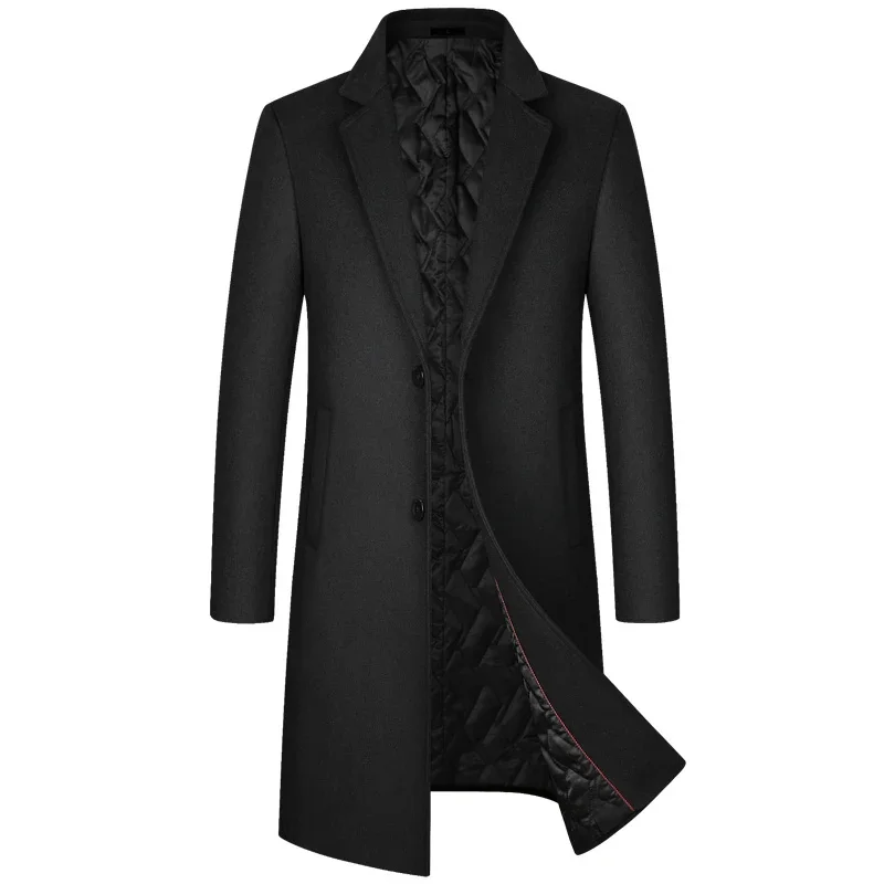 

2023 зимние модные длинные смешанные в английском стиле деловые повседневные тренчи мужские однотонные плотные шерстяные пальто куртки