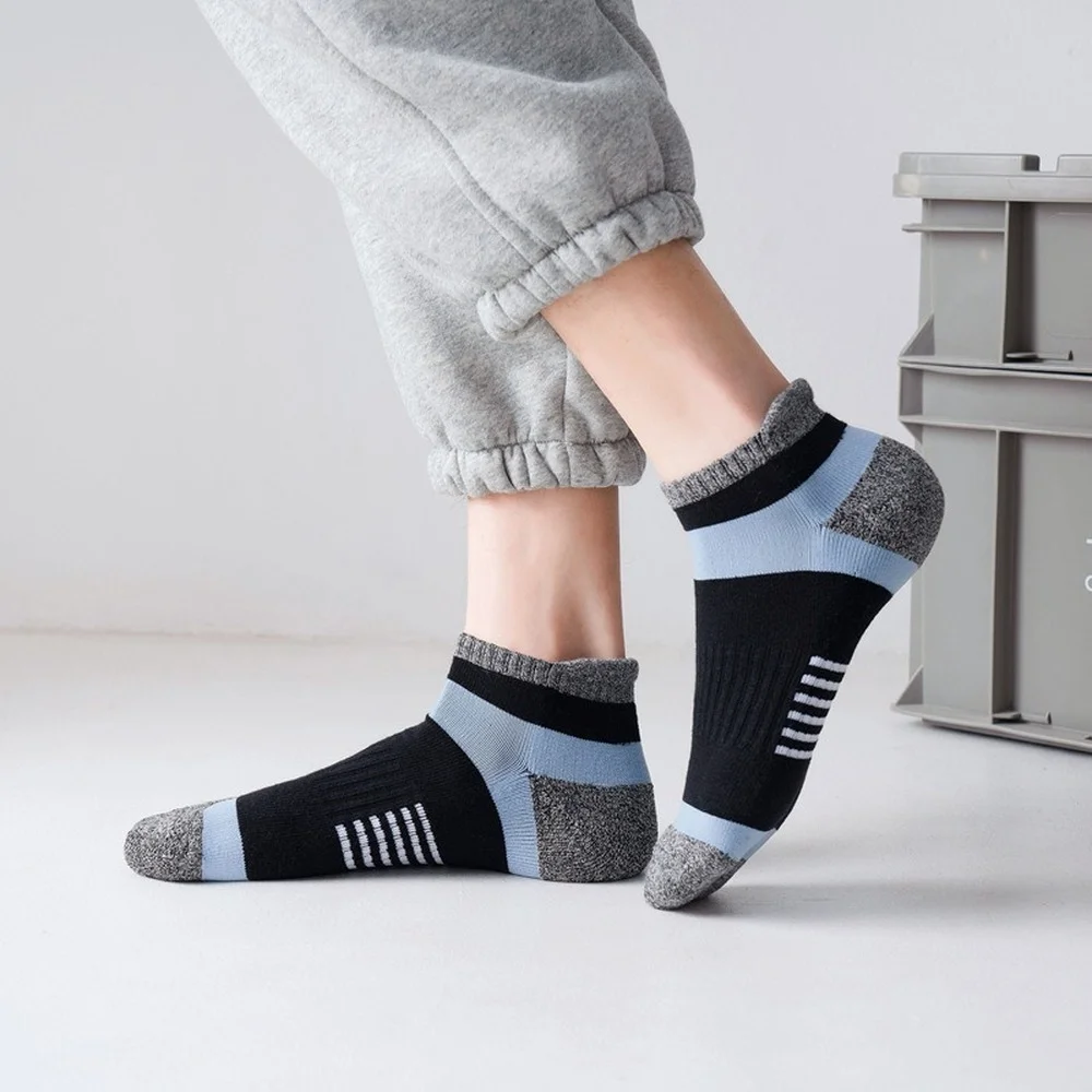 5 Pairs Spring and Summer New Terry Heel Guard Men Sports Boat Socks Professional Running Women Athletic Socks Dropshipping